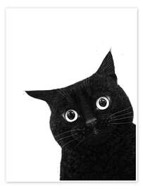 Póster Funny peeping black cat - Valeriya Korenkova