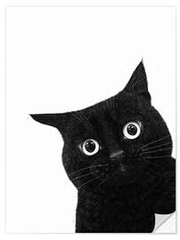 Sticker mural Funny peeping black cat - Valeriya Korenkova