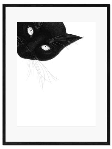 Ingelijste kunstdruk Black cat on top