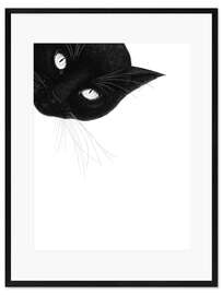 Ingelijste kunstdruk Black cat on top