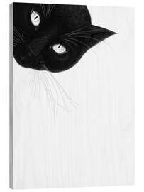 Wood print Black cat on top