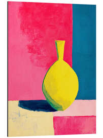 Alubild Matisse Inspirierte Gelbe Vase im abstrakten Farbenspiel