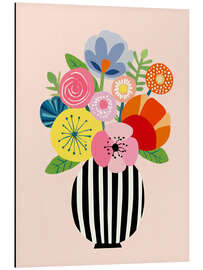 Tableau en aluminium Vase with flowers in paper cutout - UtArt