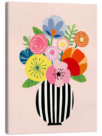 Leinwandbild Vase mit Blüten in Papierausschnitt - UtArt