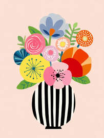 Magnettafel Vase mit Blüten in Papierausschnitt