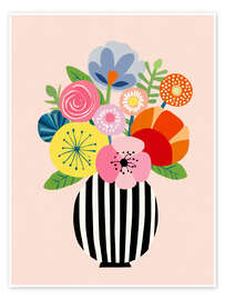 Poster Vase with flowers in paper cutout - UtArt