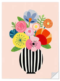 Wandsticker Vase mit Blüten in Papierausschnitt