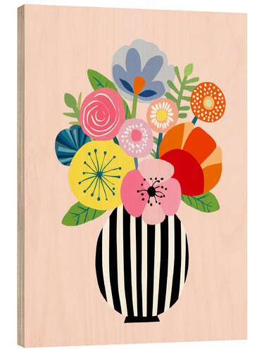 Cuadro de madera Vase with flowers in paper cutout