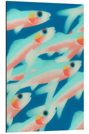 Alubild Pastellfarbene Fische im magischen Licht