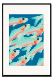 Gerahmter Kunstdruck Pastellfarbene Fische im magischen Licht - Frank Daske