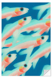 Wandsticker Pastellfarbene Fische im magischen Licht