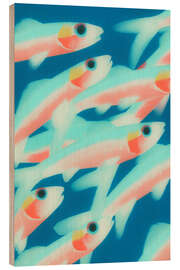 Wood print Pastel-coloured fish in magical light - Frank Daske
