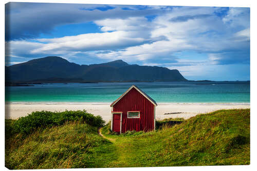 Stampa su tela Fisherman's huts on the beach
