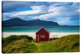 Stampa su tela Fisherman's huts on the beach