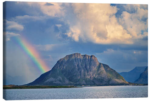 Tableau sur toile Regenbogen Berg in Norway