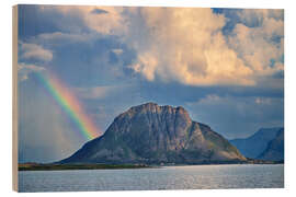Cuadro de madera Regenbogen Berg in Norway - Dave Derbis