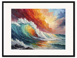Gerahmter Kunstdruck Regenbogenwelle