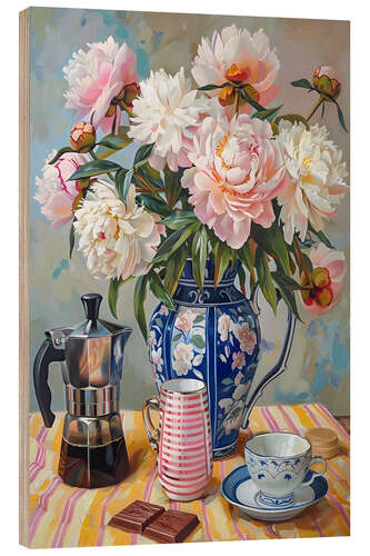 Tableau en bois Still Life with Peonies