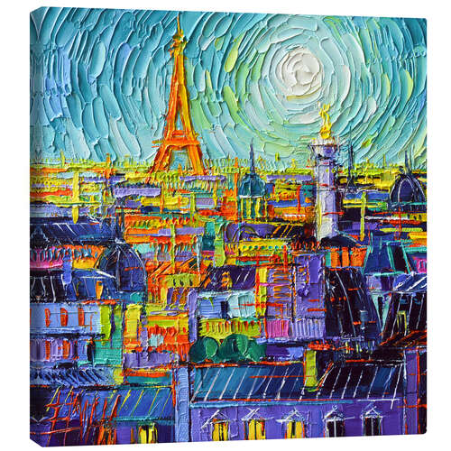 Quadro em tela Paris rooftops and Eiffel Tower view