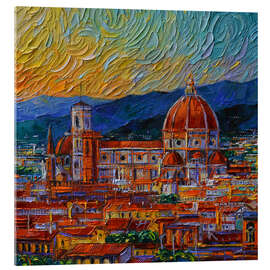 Acrylglasbild Florenz, Italien, Dächer und Dom-Ansicht - Mona Edulesco