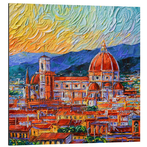 Alubild Florenz, Italien, Dächer und Dom-Ansicht