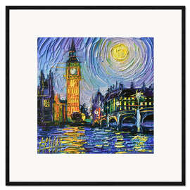 Framed art print London Big Ben by night - Mona Edulesco