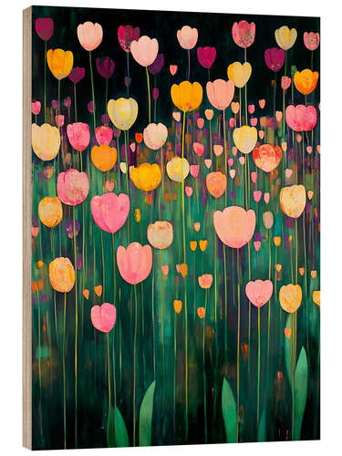 Wood print Tulip Land