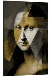 Tableau en aluminium Surrealist Mona Lisa portrait with golden accents - UtArt