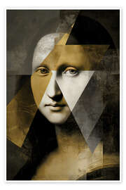 Stampa Surrealist Mona Lisa portrait with golden accents - UtArt