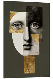 Acrylic print Surrealist female portrait with gold - UtArt