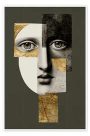 Stampa Surrealist female portrait with gold - UtArt