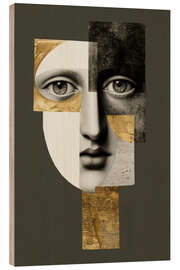 Holzbild Surrealistisches Frauenporträt mit Gold - UtArt