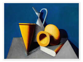 Póster Still life with jugs, vase and book copy - Vilhelm Lundstrøm