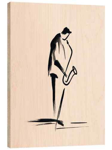 Quadro de madeira The saxophonist