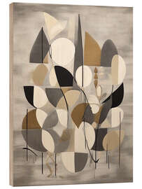 Holzbild Geometrisches Japandi-Abstrakt - Dani Jay Designs