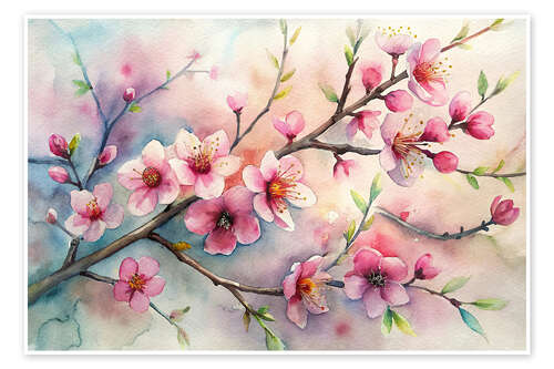 Póster Almond trees in bloom