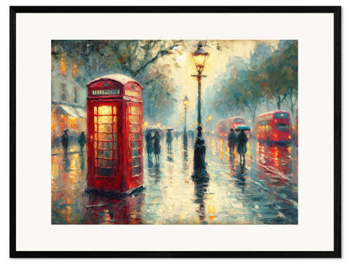 Kunsttryk i ramme The Classic Red Telephone Box of London
