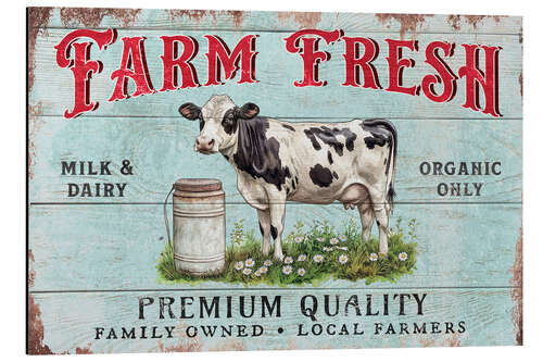 Aluminium print Farm Fresh Organic Milk And Dairy