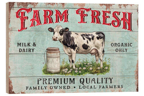 Stampa su legno Farm Fresh Organic Milk And Dairy