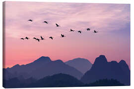 Canvas print Bird Flight Over the Mountains