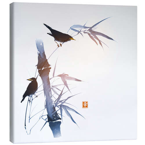 Canvas print Birdsong on a Bamboo Bush