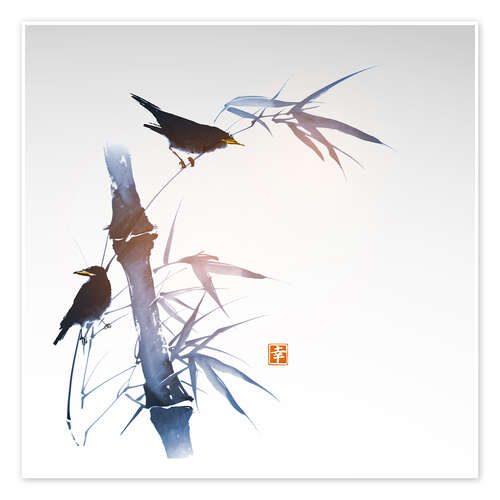 Póster Birdsong on a Bamboo Bush