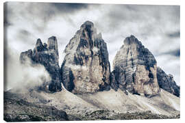 Canvas print Three Peaks in the Fog, Italy