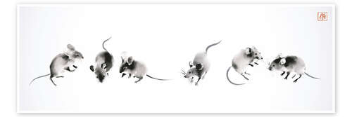Póster Six Little Mice