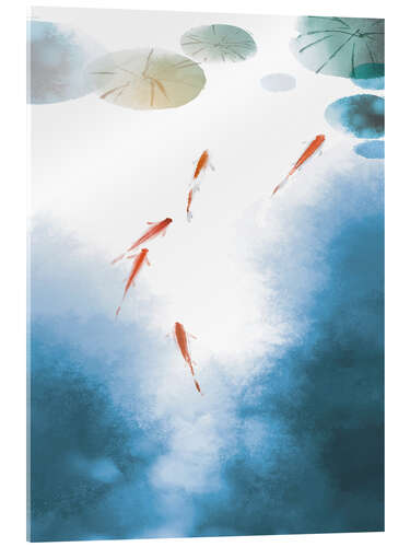 Quadro em acrílico Fish and Lotus Blossoms II