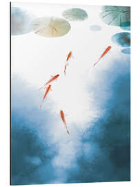 Aluminium print Fish and Lotus Blossoms II