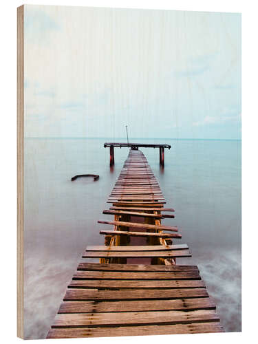 Quadro de madeira Abandoned Jetty Into the Sea