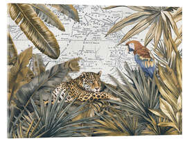 Quadro em acrílico Cheetah and parrot in jungle paradise - Andrea Haase