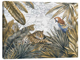 Lienzo Cheetah and parrot in jungle paradise - Andrea Haase