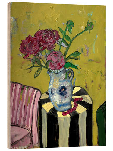 Hout print Flowers on table